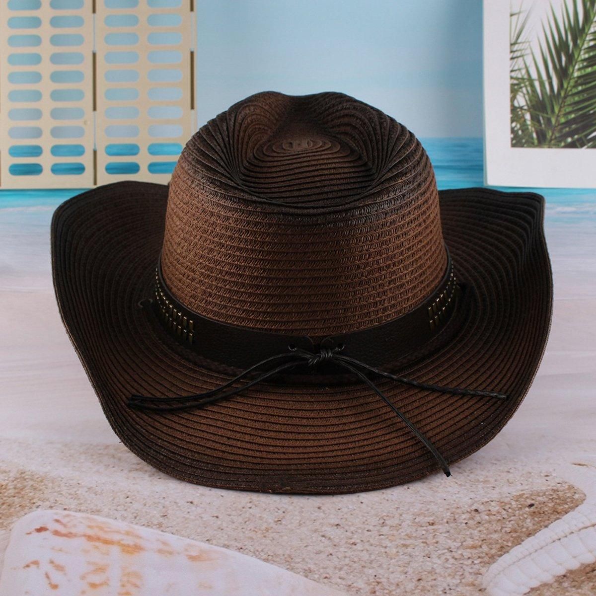 Outdoor Western Cowboy Hat Unisex Straw Hat Visor Hats Big Wide Brim Hat view 10