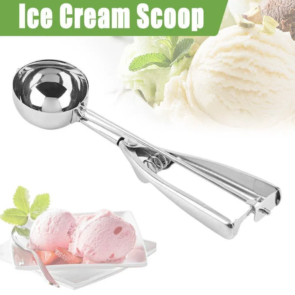 Stainless Steel Icecream Ice Cream Scoop Cookie Dough Mash Spoon Trigger 6Cm Dia