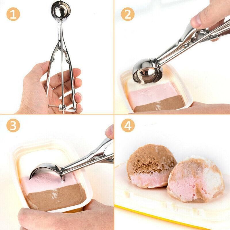 Stainless Steel Icecream Ice Cream Scoop Cookie Dough Mash Spoon Trigger 6Cm Dia view 4