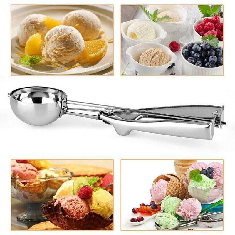 Stainless Steel Icecream Ice Cream Scoop Cookie Dough Mash Spoon Trigger 6Cm Dia view 7