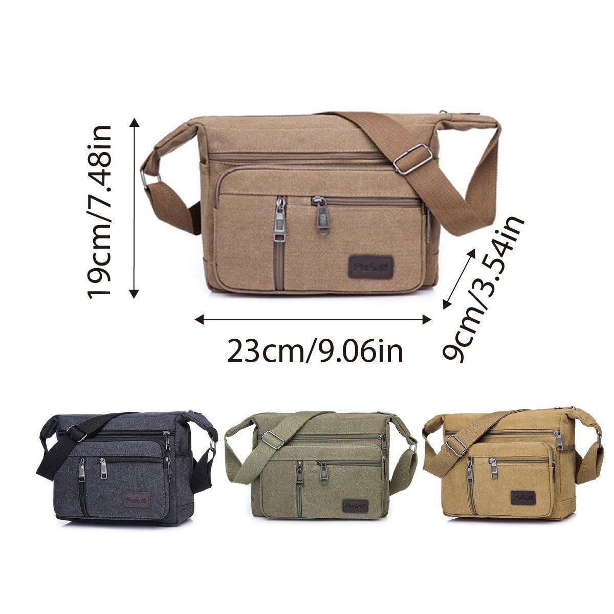 Multi Layer Canvas Crossbody Bag Casual Shoulder Bag for Travel Messenger Bag view 4