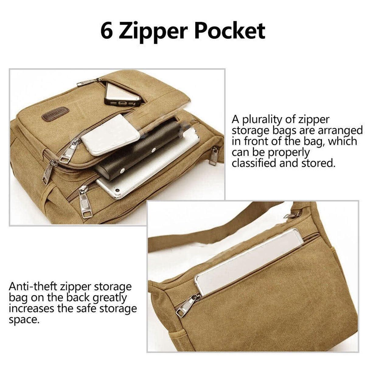 Multi Layer Canvas Crossbody Bag Casual Shoulder Bag for Travel Messenger Bag view 8