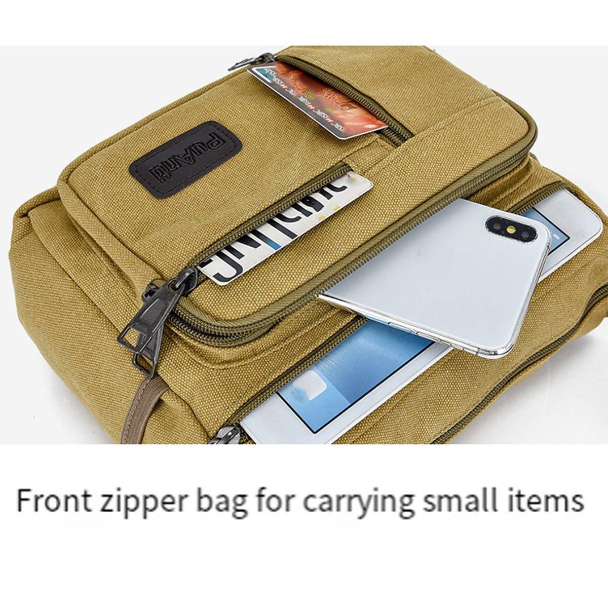 Multi Layer Canvas Crossbody Bag Casual Shoulder Bag for Travel Messenger Bag view 9