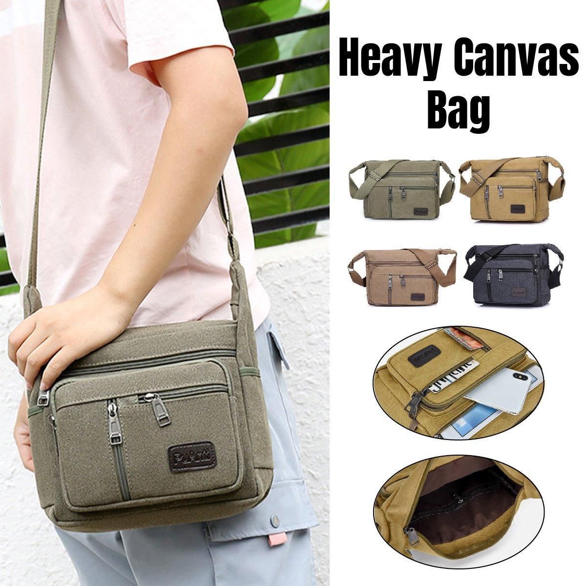 Multi Layer Canvas Crossbody Bag Casual Shoulder Bag for Travel Messenger Bag view 11