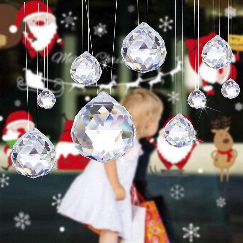 12Pcs 30mm Suncatcher Chandelier Clear Glass Prism Crystal Ball Pendant Set view 3
