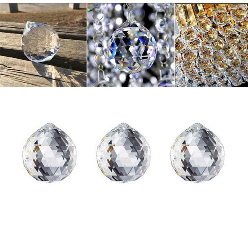 12Pcs 30mm Suncatcher Chandelier Clear Glass Prism Crystal Ball Pendant Set view 5