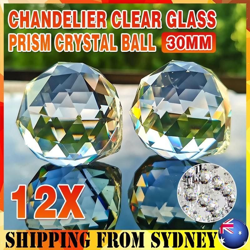 12Pcs 30mm Suncatcher Chandelier Clear Glass Prism Crystal Ball Pendant Set view 12