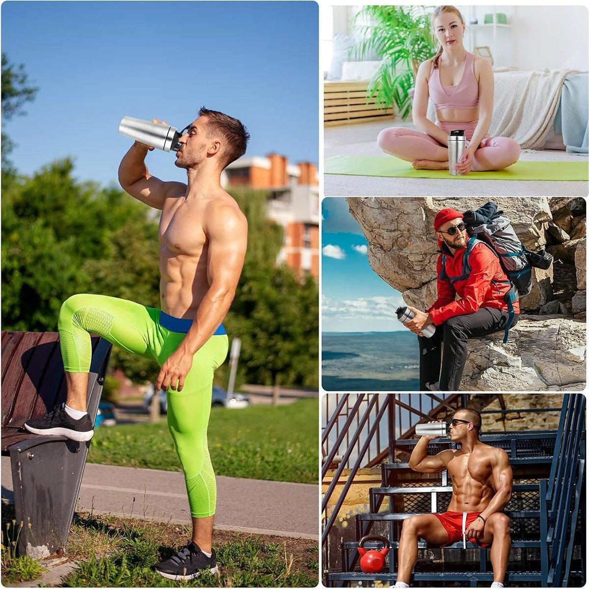500/750ML Stainless Steel Protein Blender Shaker Cup Bottle Mixed Water Sport view 5