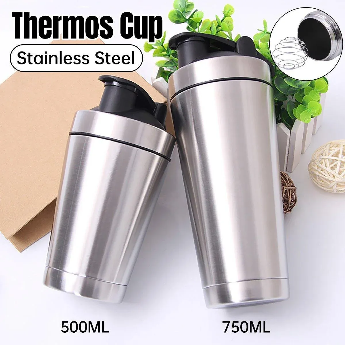 500/750ML Stainless Steel Protein Blender Shaker Cup Bottle Mixed Water Sport view 15