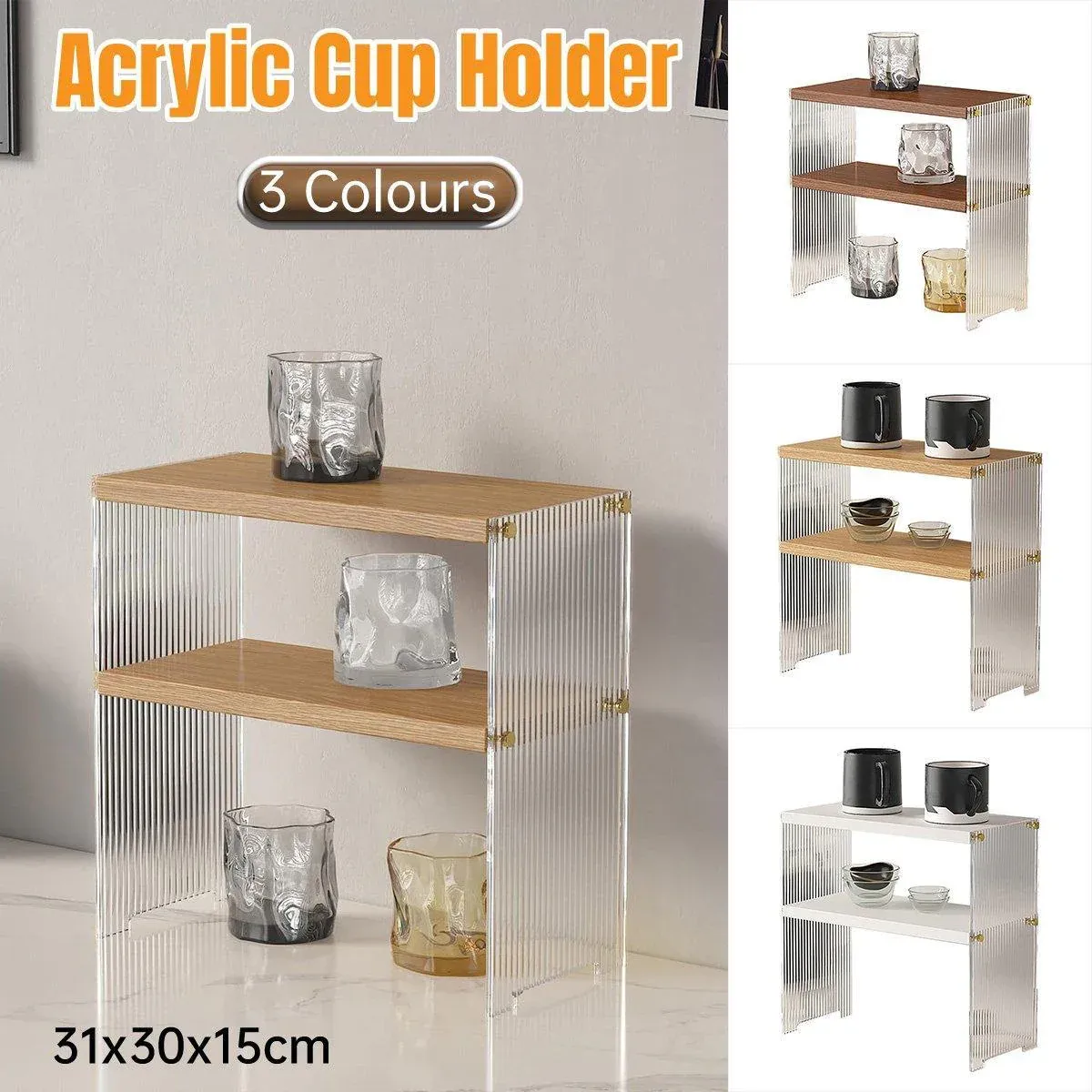 Acrylic Desktop Cup Holder Multi-Purpose Portable Storage Organizer For Home view 2