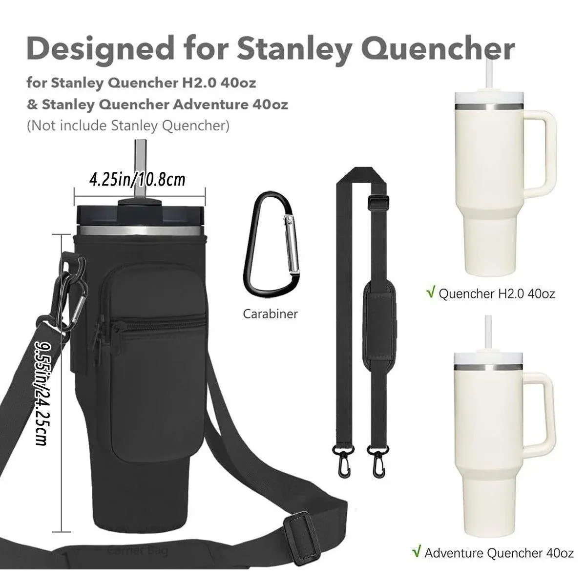 Portable Cup Sleeve Drink Holder Reusable Water Bottle Carrier Travel Bag - Grey view 4