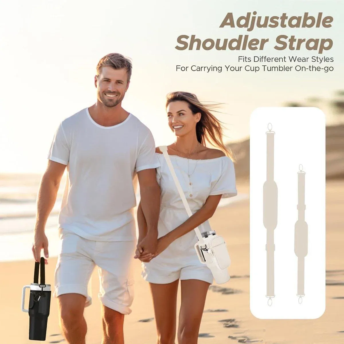 Portable Cup Sleeve Drink Holder Reusable Water Bottle Carrier Travel Bag - Grey view 6