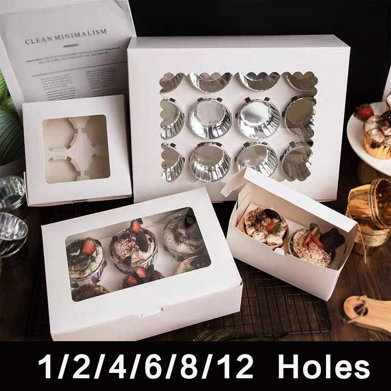 Cupcake Box Cases 1/2/4/8/12 Holes Window Face Cases Party Wedding Muffin view 2