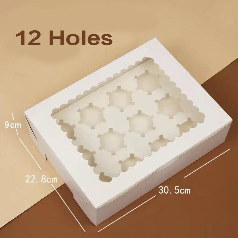 Cupcake Box Cases 1/2/4/8/12 Holes Window Face Cases Party Wedding Muffin view 9