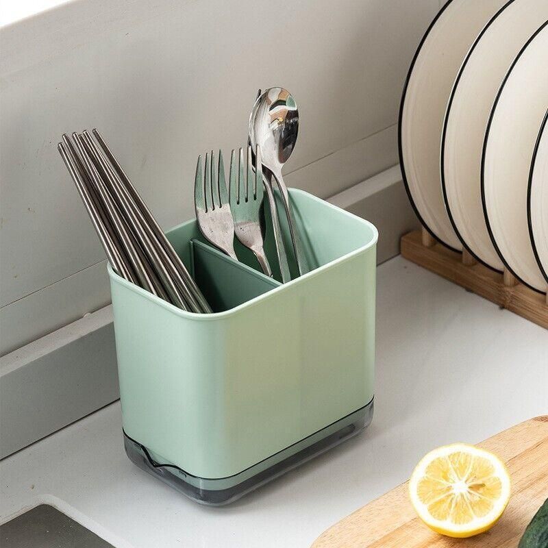 Cutlery Drainer Basket Multifunctional Storage Holder Box Spoon Drain Rack - Grey view 10