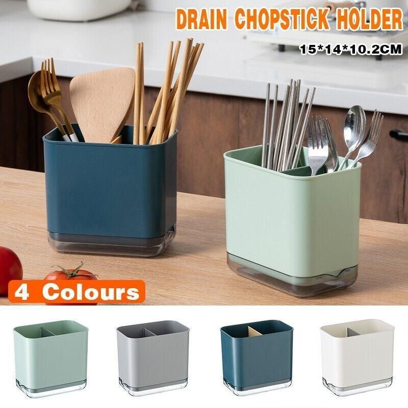 Cutlery Drainer Basket Multifunctional Storage Holder Box Spoon Drain Rack - White view 2