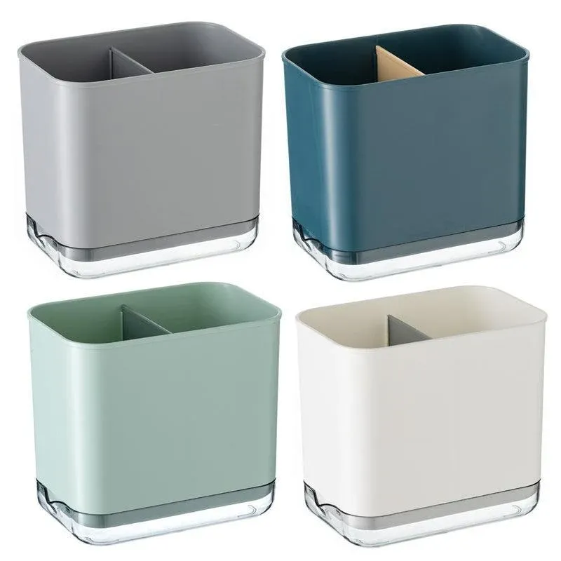 Cutlery Drainer Basket Multifunctional Storage Holder Box Spoon Drain Rack - White view 3