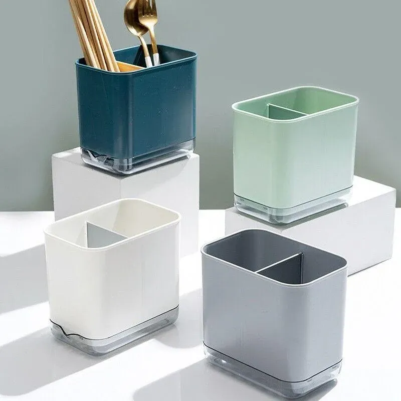 Cutlery Drainer Basket Multifunctional Storage Holder Box Spoon Drain Rack - White view 5