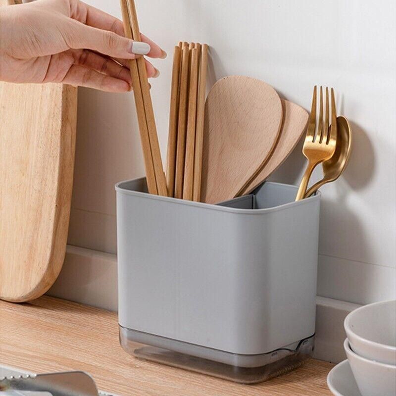 Cutlery Drainer Basket Multifunctional Storage Holder Box Spoon Drain Rack - White view 8