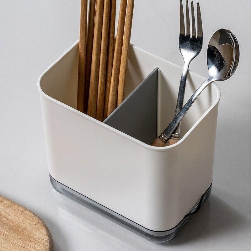 Cutlery Drainer Basket Multifunctional Storage Holder Box Spoon Drain Rack - White view 9