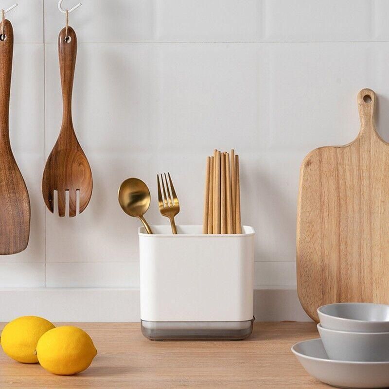 Cutlery Drainer Basket Multifunctional Storage Holder Box Spoon Drain Rack - White view 14