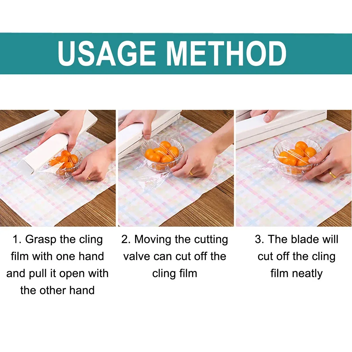 Plastic Food Wrap Dispenser Cutter Foil Cling Film Storage Holder Box Kitchen view 8