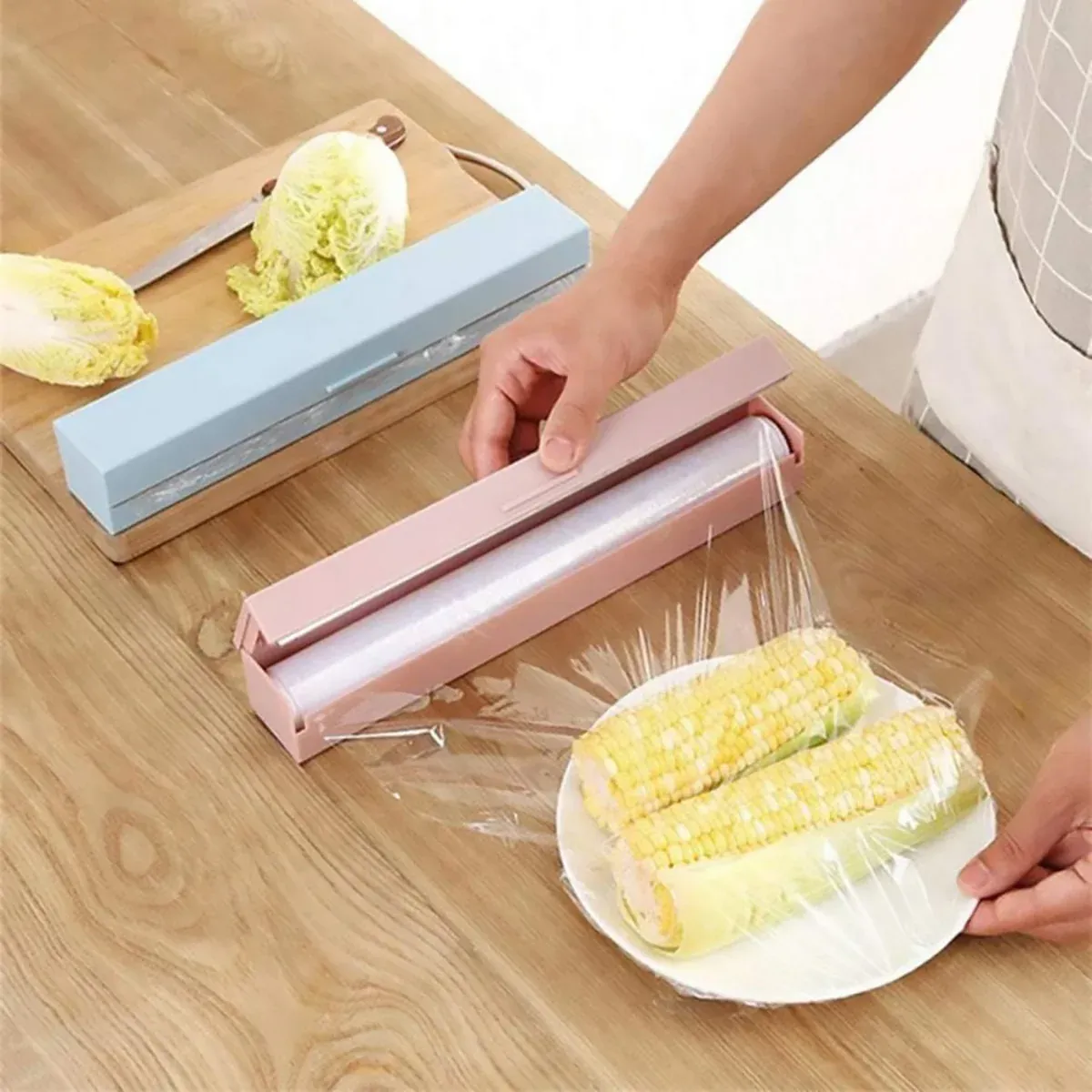 Plastic Food Wrap Dispenser Cutter Foil Cling Film Storage Holder Box Kitchen view 7