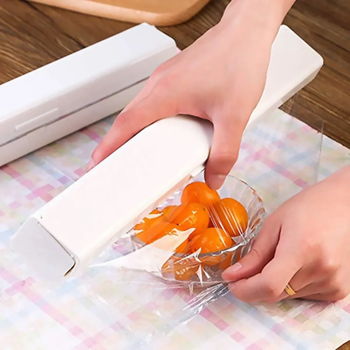 Plastic Food Wrap Dispenser Cutter Foil Cling Film Storage Holder Box Kitchen view 12