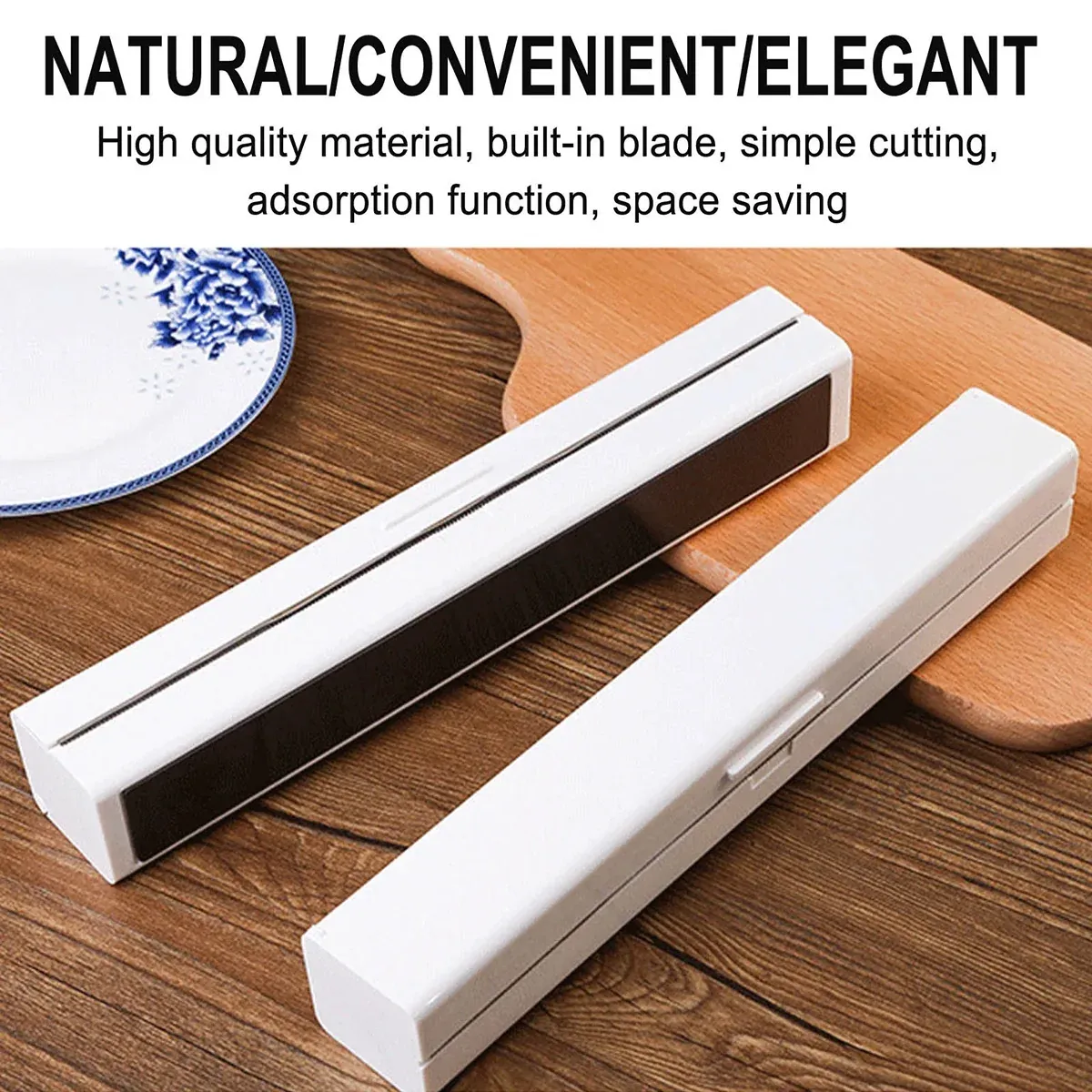 Plastic Food Wrap Dispenser Cutter Foil Cling Film Storage Holder Box Kitchen view 14