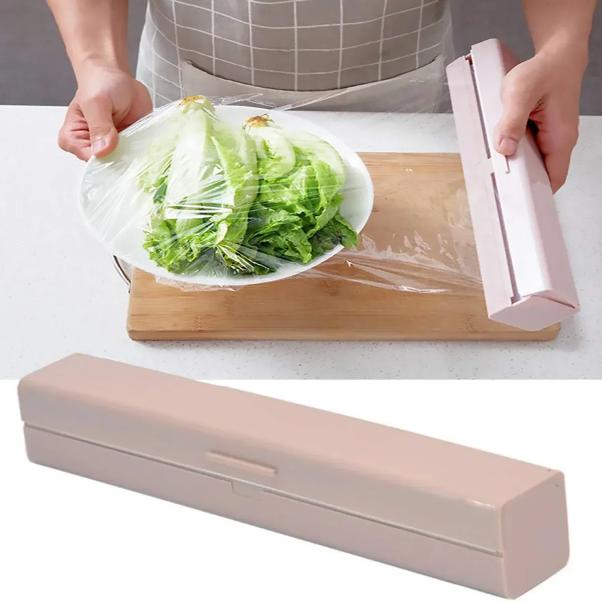 Plastic Food Wrap Dispenser Cutter Foil Cling Film Storage Holder Box Kitchen view 15