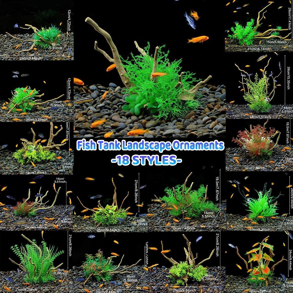 Aquarium Landscaping Decoration Artificial Wood and Plants Fish Tank Ornament view 2