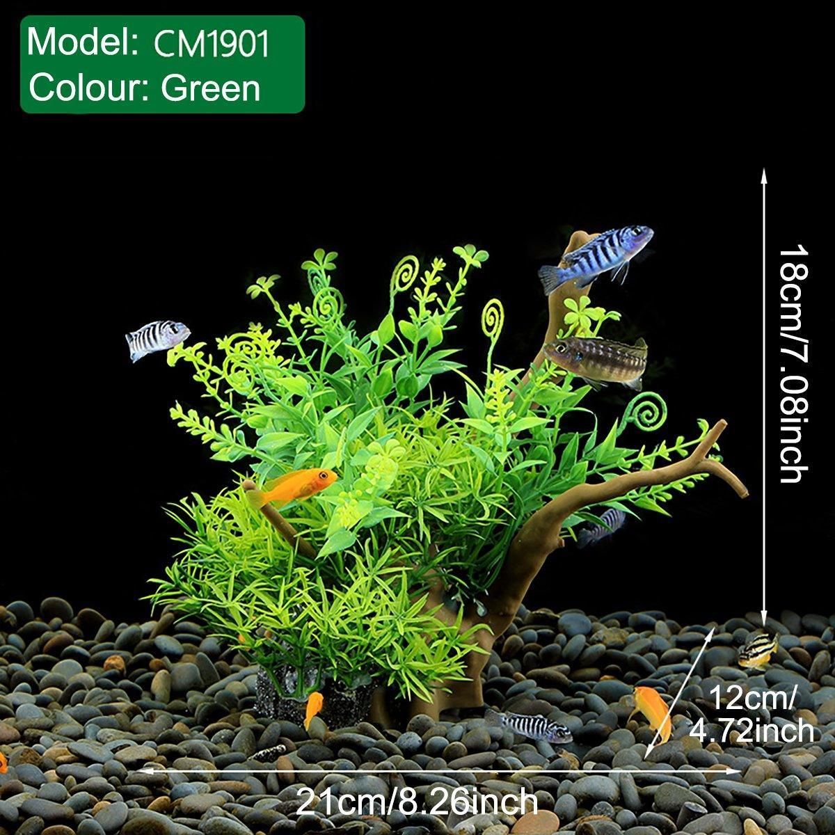 Aquarium Landscaping Decoration Artificial Wood and Plants Fish Tank Ornament view 8