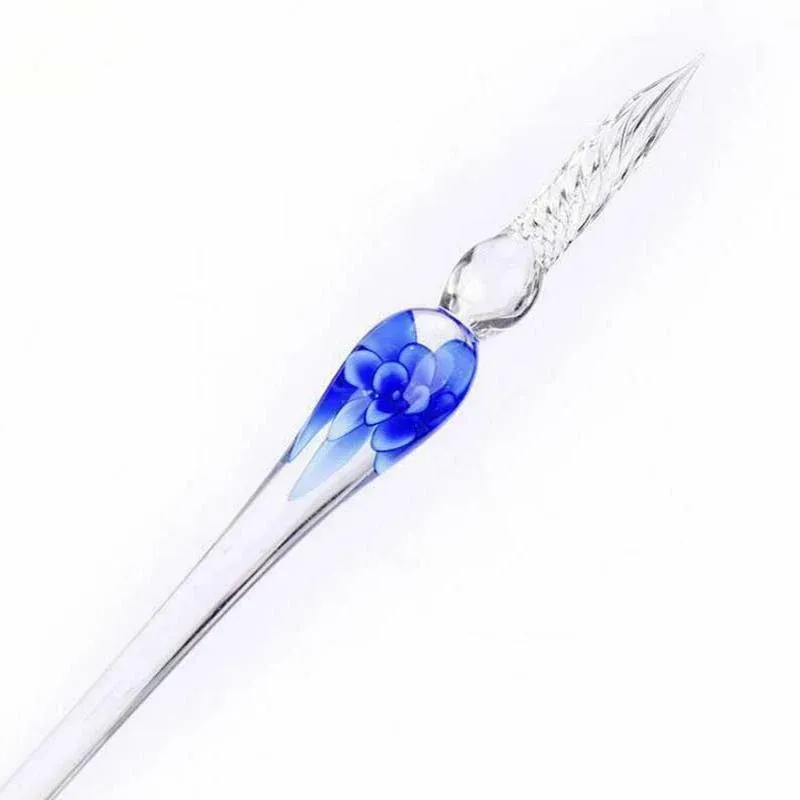 Crystal Flower Glass Dipping Dip Pen Writing Set Gift Pack Fountain view 8