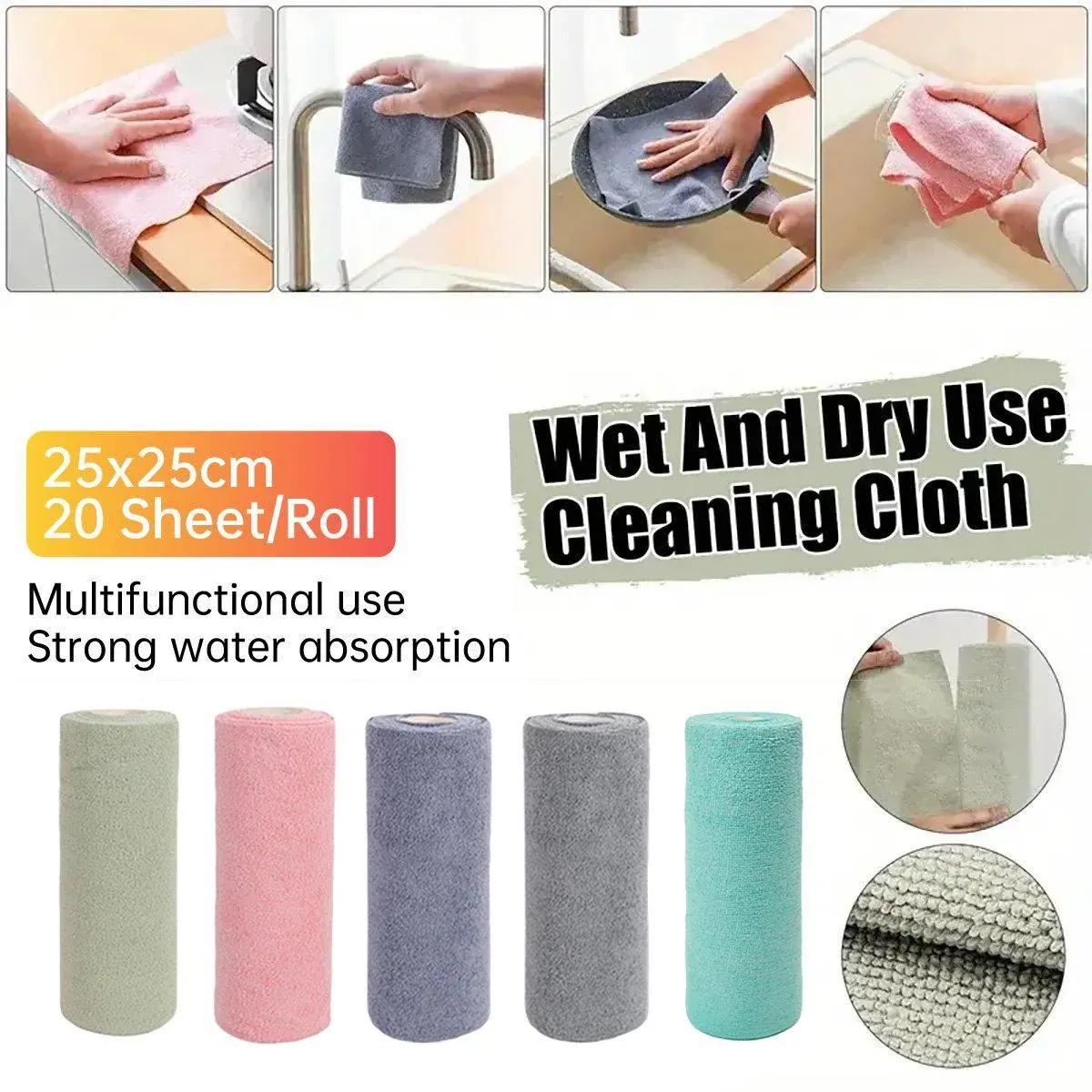Multifunctional Kitchen Cleaning Towel Strong Absorbent Hand Tear Dish Cloth view 2