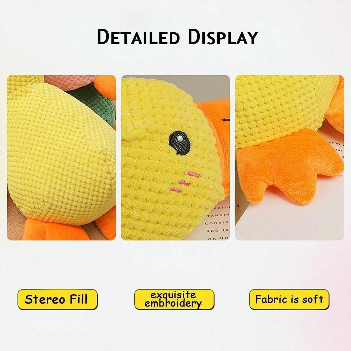 Plush Cartoon Duck Dog Toy Interactive Squeaky Pet Toy Durable Fun Chew Toy view 11