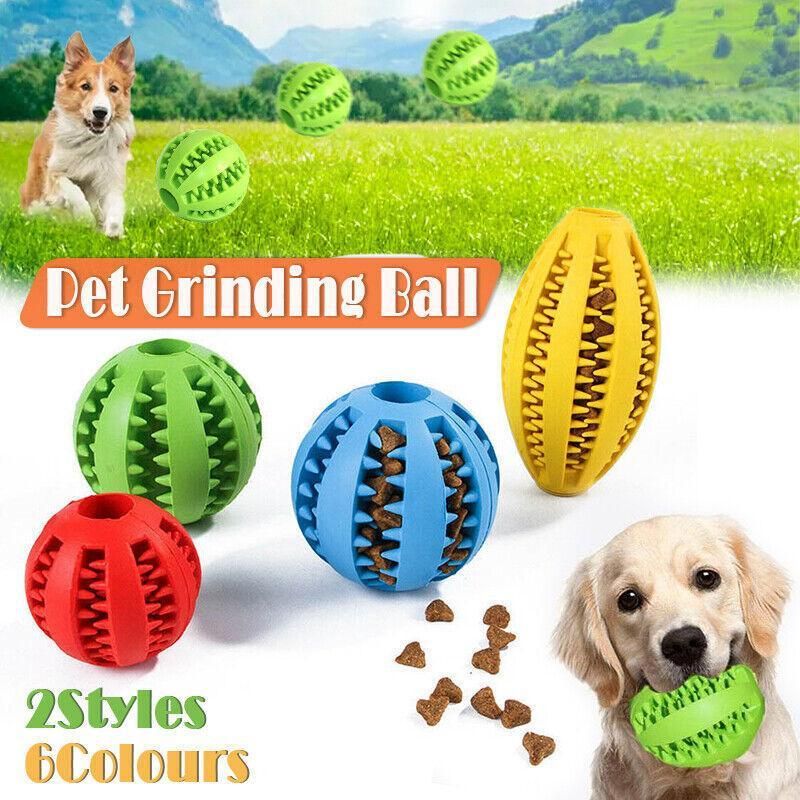 Dog Chew Toy Rubber Ball Treat Dispenser Dental Cleaning Training Play Ball view 2
