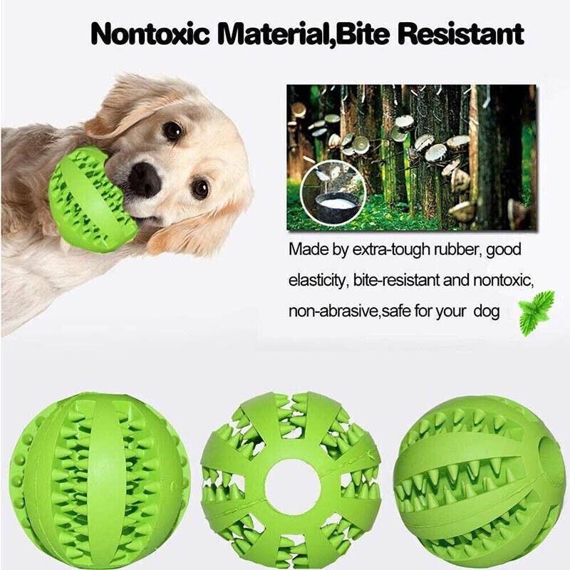 Dog Chew Toy Rubber Ball Treat Dispenser Dental Cleaning Training Play Ball view 7