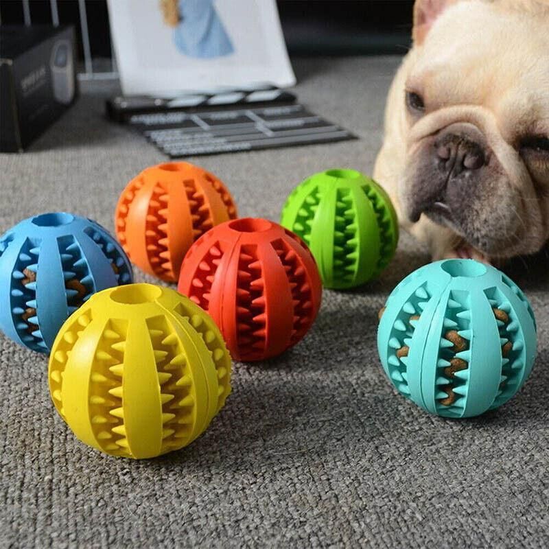 Dog Chew Toy Rubber Ball Treat Dispenser Dental Cleaning Training Play Ball view 8