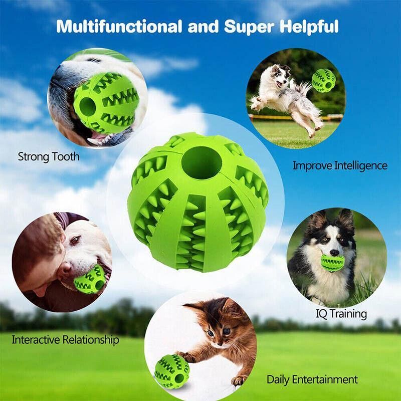 Dog Chew Toy Rubber Ball Treat Dispenser Dental Cleaning Training Play Ball view 5