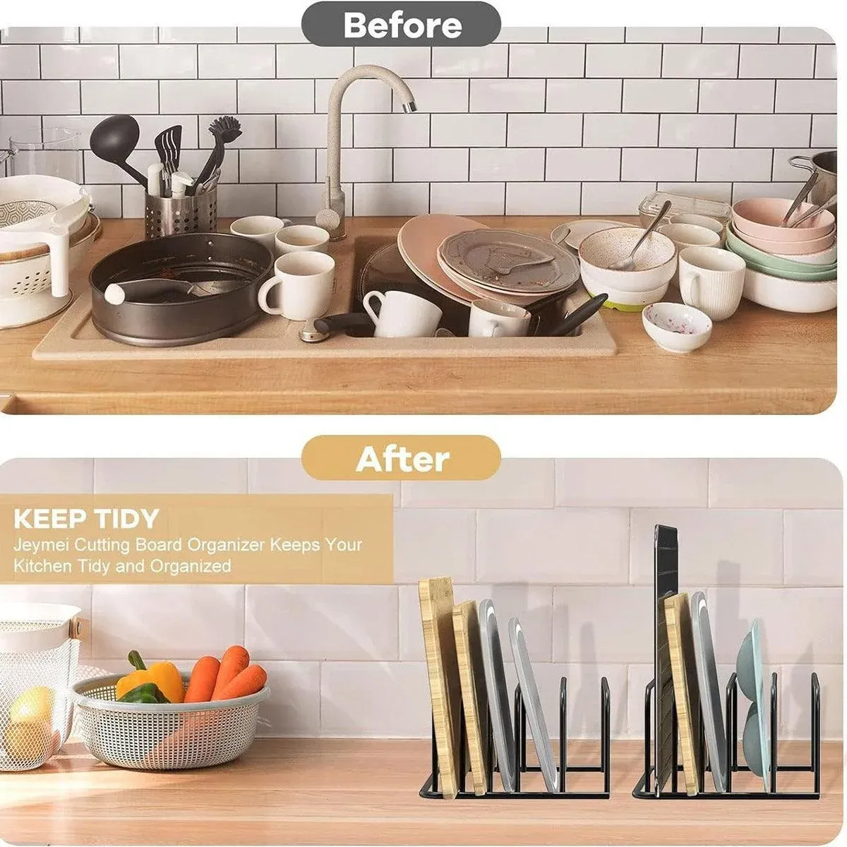 Home Kitchen Chopping Board Draining Rack Multifunction Storage Shelf Organizer view 6