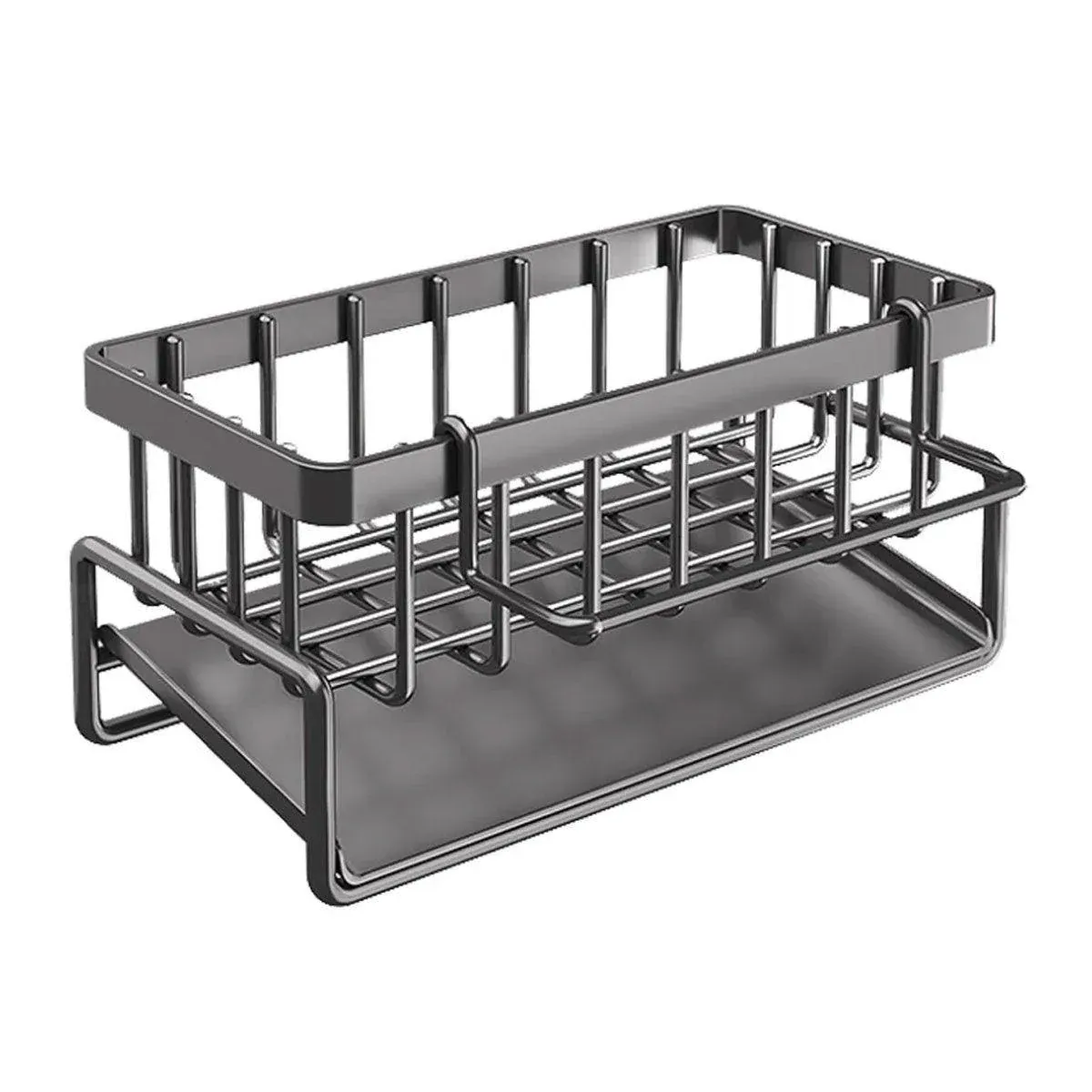 Kitchen Sink Caddy Storage Organizer Steel Sponge Soap Brush Holder Faucet Rack view 2