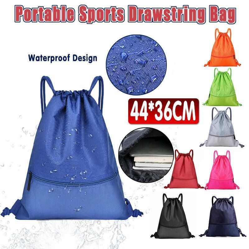 Backpack Sport Pack String Tote Gym Bag Cinch Sack School Drawstring Capacity view 2