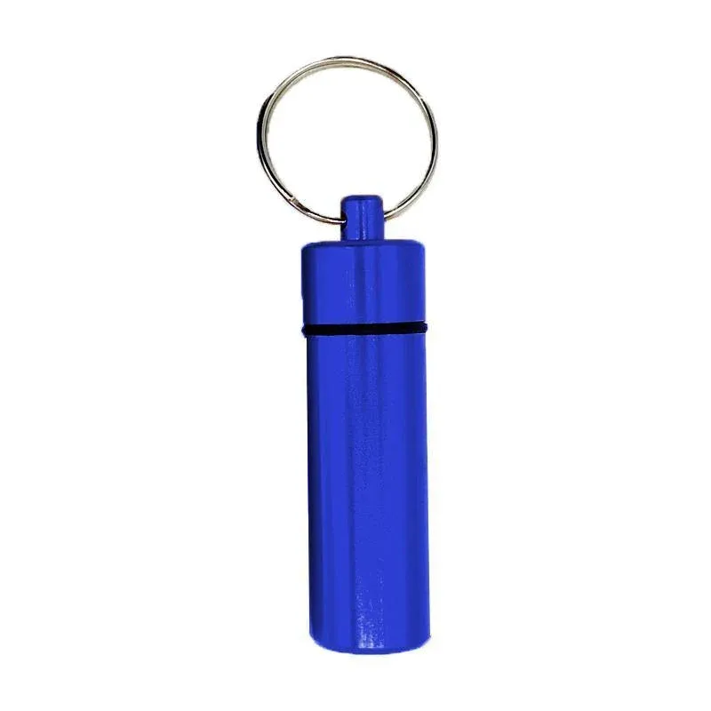 Aluminum Pill Box Case Bottle Cache Drug Holder Keychain Container Waterproof