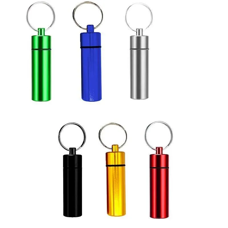 Aluminum Pill Box Case Bottle Cache Drug Holder Keychain Container Waterproof view 3
