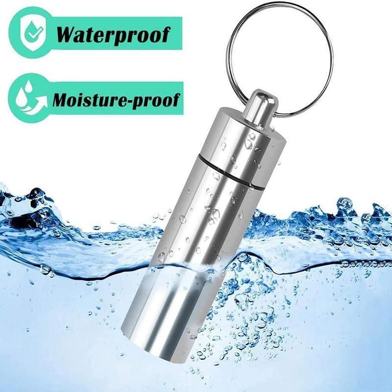 Aluminum Pill Box Case Bottle Cache Drug Holder Keychain Container Waterproof view 8