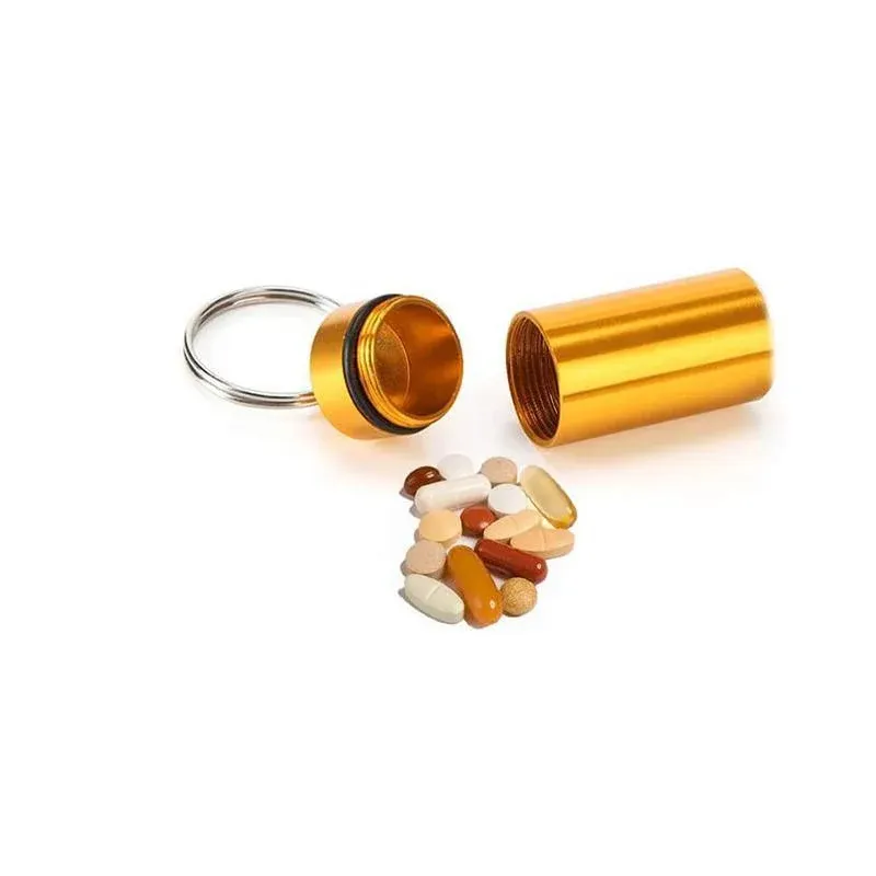 Aluminum Pill Box Case Bottle Cache Drug Holder Keychain Container Waterproof view 9