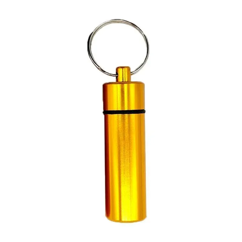 Aluminum Pill Box Case Bottle Cache Drug Holder Keychain Container Waterproof