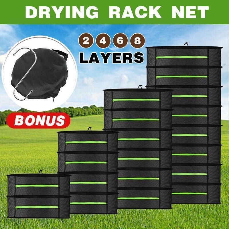 2-8 Tier Drying Net Large Shelf Hydroponic Hanging Grow Herb Plant Dry - 8 Layers view 2
