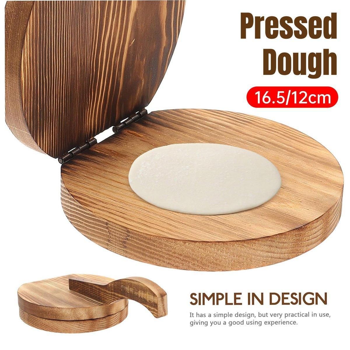 Wooden Dumpling Wrapper Maker Hand Press Dough Roller for Kitchen Cooking - 16.5CM view 2