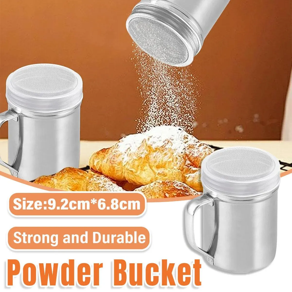 Stainless Steel Powder Shaker Mesh Sugar Flour Dispenser Spice Baking Tool